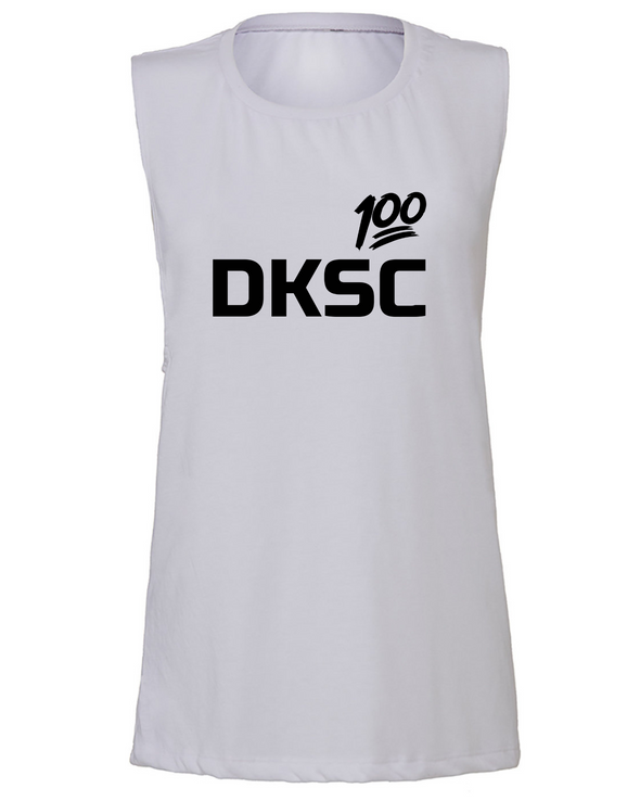 DKSC White Flowy Scoop Muscle Tank (5 designs)