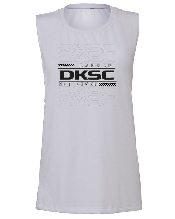 DKSC White Flowy Scoop Muscle Tank (5 designs)